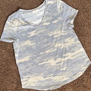 Style & Co. Gray and Cream Camo V-Neck Tee